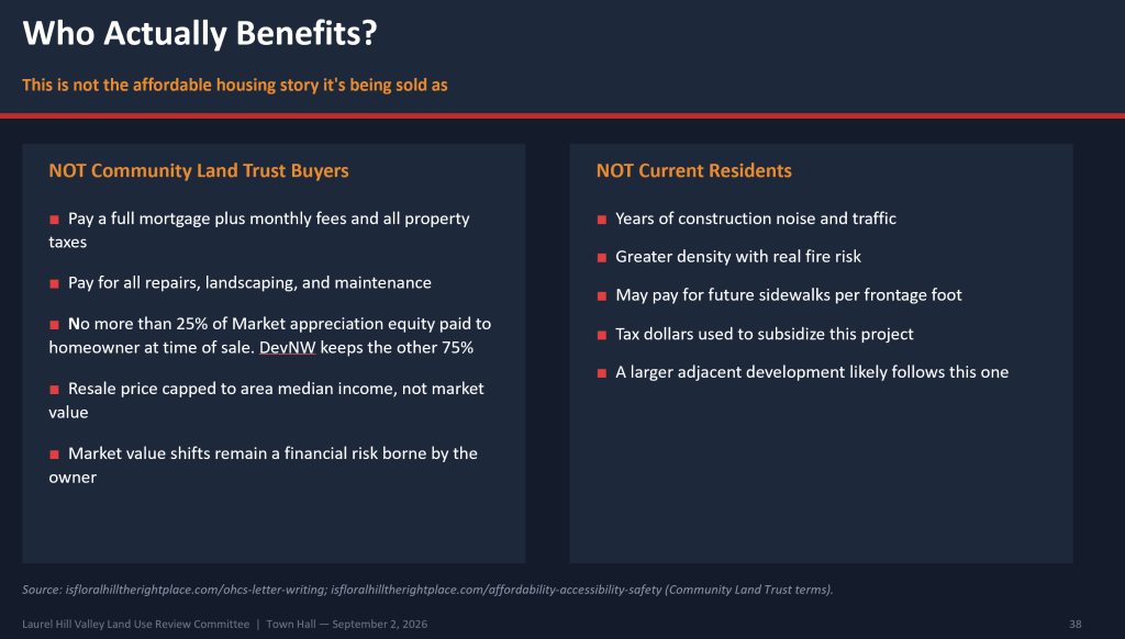 TOWN HALL Floral Hill Terrace Presentation - Who Actually Benefits page 38